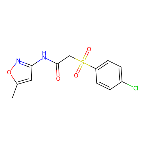 2-((4-chlorophenyl)sulfonyl)-N-(5-methylisoxazol-3-yl)acetamide structure