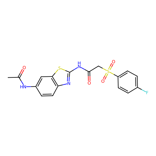 N-(6-acetamidobenzo[d]thiazol-2-yl)-2-((4-fluorophenyl)sulfonyl)acetamide structure