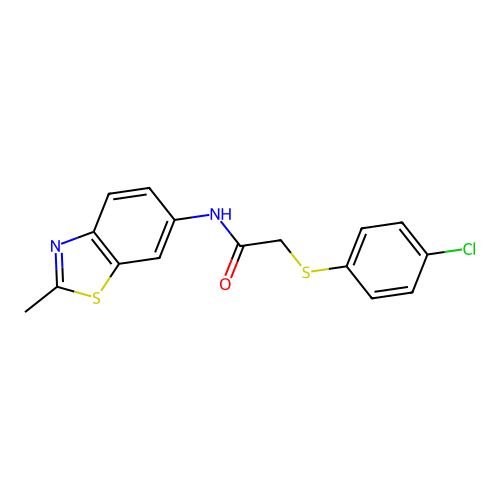 2-((4-chlorophenyl)thio)-N-(2-methylbenzo[d]thiazol-6-yl)acetamide structure