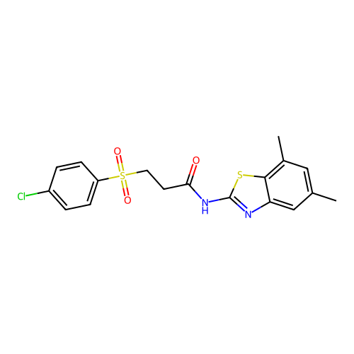 3-((4-chlorophenyl)sulfonyl)-N-(5,7-dimethylbenzo[d]thiazol-2-yl)propanamide structure