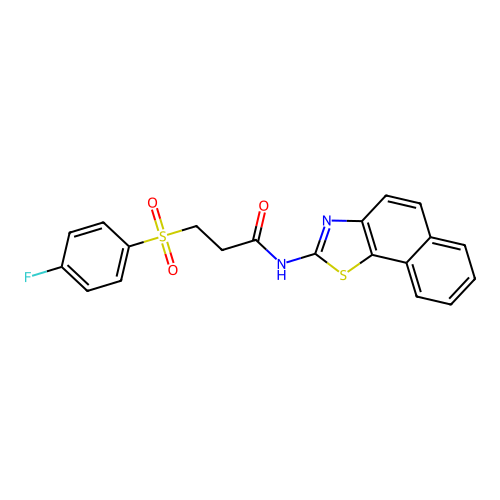 N-benzo[g][1,3]benzothiazol-2-yl-3-(4-fluorophenyl)sulfonylpropanamide structure