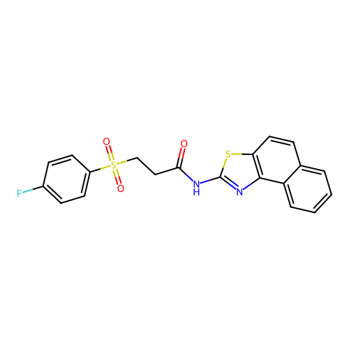N-benzo[e][1,3]benzothiazol-2-yl-3-(4-fluorophenyl)sulfonylpropanamide structure