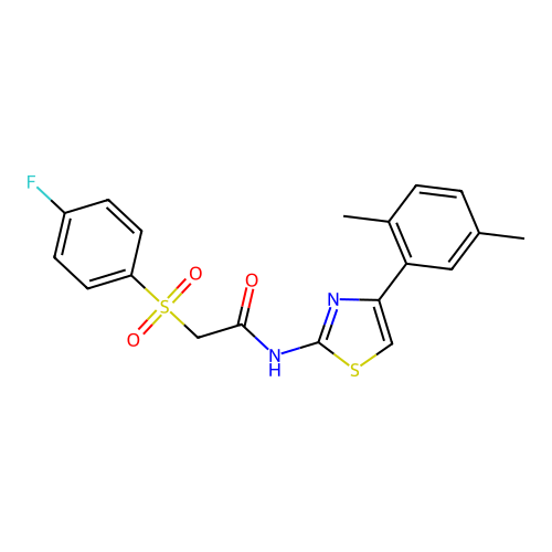 N-(4-(2,5-dimethylphenyl)thiazol-2-yl)-2-((4-fluorophenyl)sulfonyl)acetamide structure