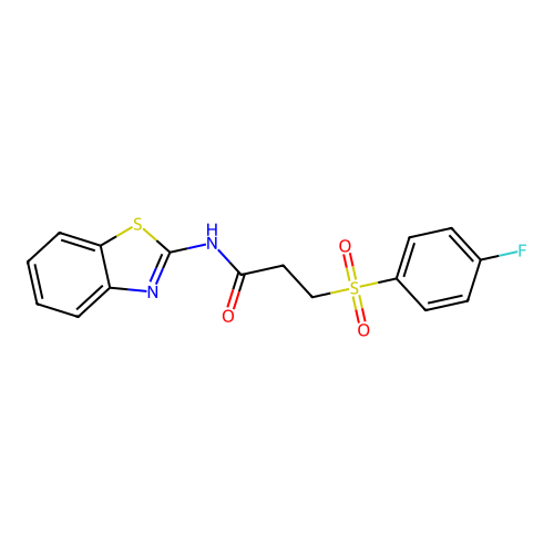 N-(benzo[d]thiazol-2-yl)-3-((4-fluorophenyl)sulfonyl)propanamide structure