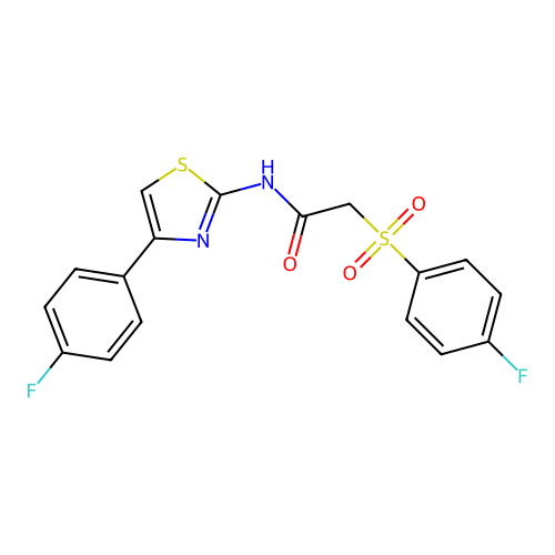2-((4-fluorophenyl)sulfonyl)-N-(4-(4-fluorophenyl)thiazol-2-yl)acetamide structure