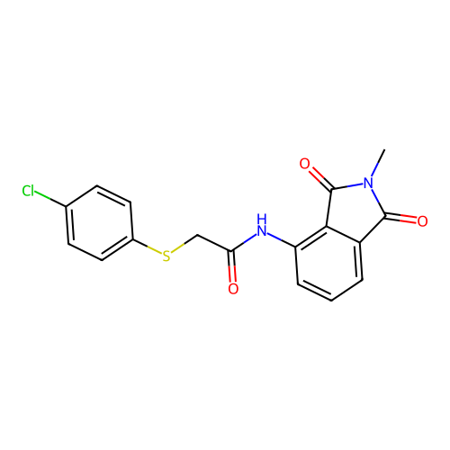 2-(4-chlorophenyl)sulfanyl-N-(2-methyl-1,3-dioxoisoindol-4-yl)acetamide structure
