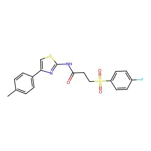 3-((4-fluorophenyl)sulfonyl)-N-(4-(p-tolyl)thiazol-2-yl)propanamide structure