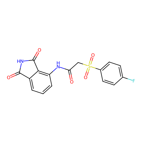 N-(1,3-dioxoisoindol-4-yl)-2-(4-fluorophenyl)sulfonylacetamide structure
