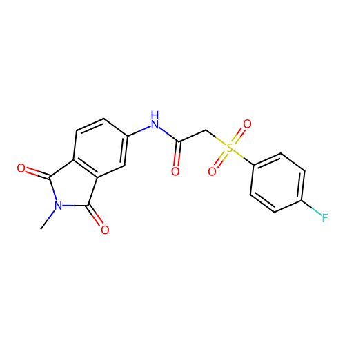 2-(4-fluorophenyl)sulfonyl-N-(2-methyl-1,3-dioxoisoindol-5-yl)acetamide structure