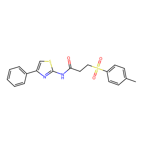 3-(4-methylbenzenesulfonyl)-N-(4-phenyl-1,3-thiazol-2-yl)propanamide structure