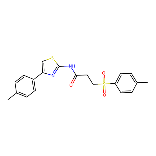 N-(4-(p-tolyl)thiazol-2-yl)-3-tosylpropanamide structure