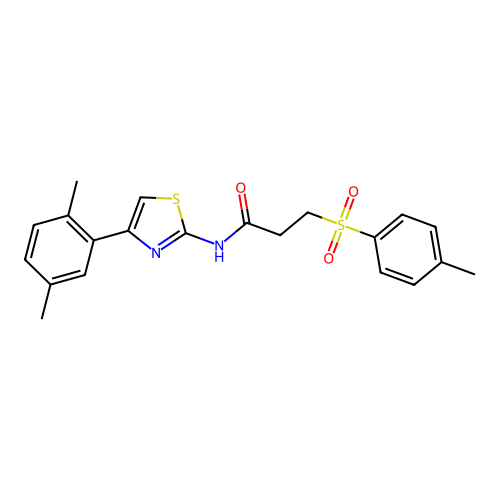 N-(4-(2,5-dimethylphenyl)thiazol-2-yl)-3-tosylpropanamide structure