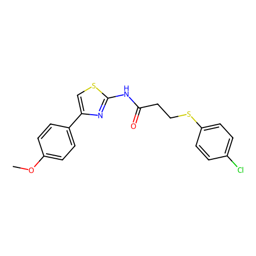 3-((4-chlorophenyl)thio)-N-(4-(4-methoxyphenyl)thiazol-2-yl)propanamide structure