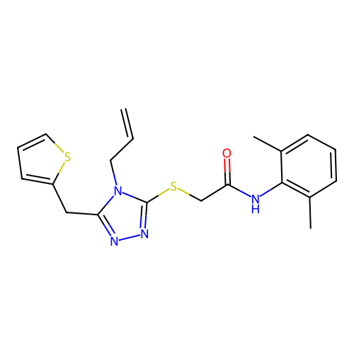 N-(2,6-dimethylphenyl)-2-{[4-(prop-2-en-1-yl)-5-(thiophen-2-ylmethyl)-4H-1,2,4-triazol-3-yl]sulfanyl}acetamide structure