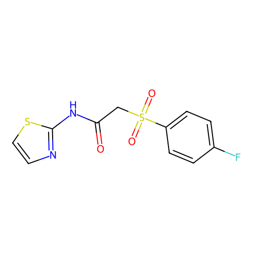 2-((4-fluorophenyl)sulfonyl)-N-(thiazol-2-yl)acetamide structure