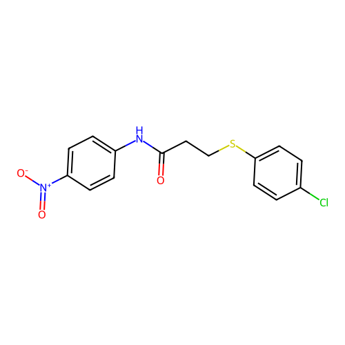 3-(4-chlorophenyl)sulfanyl-N-(4-nitrophenyl)propanamide structure