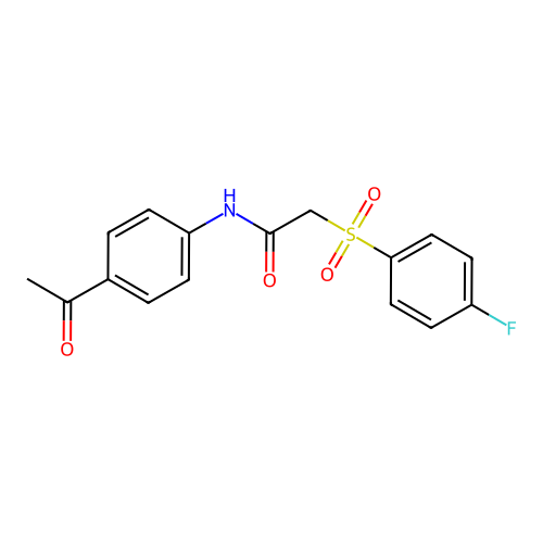 N-(4-acetylphenyl)-2-(4-fluorophenyl)sulfonylacetamide structure