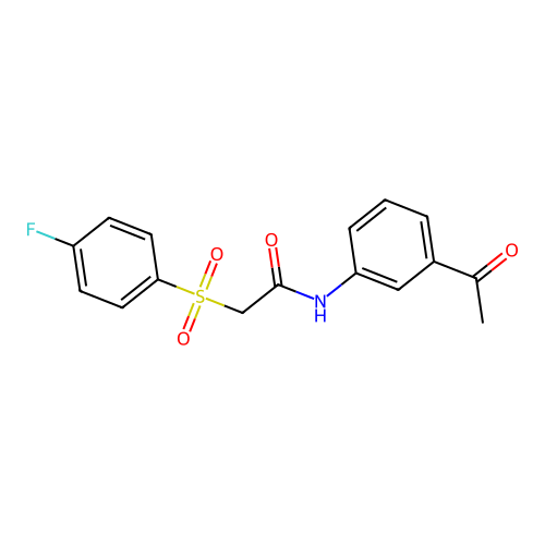N-(3-acetylphenyl)-2-(4-fluorophenyl)sulfonylacetamide structure