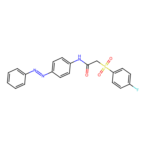 (E)-2-((4-fluorophenyl)sulfonyl)-N-(4-(phenyldiazenyl)phenyl)acetamide structure
