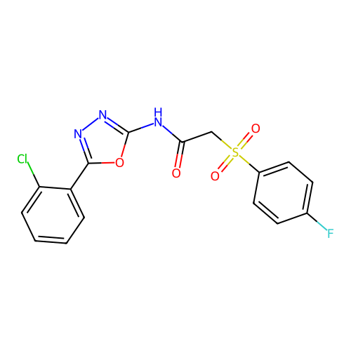 N-(5-(2-chlorophenyl)-1,3,4-oxadiazol-2-yl)-2-((4-fluorophenyl)sulfonyl)acetamide structure