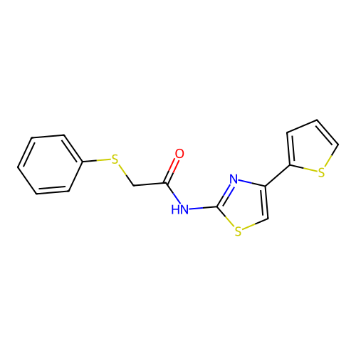 2-(phenylthio)-N-(4-(thiophen-2-yl)thiazol-2-yl)acetamide structure