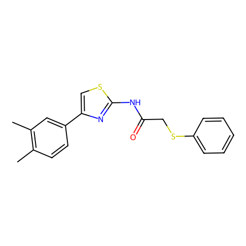 N-(4-(3,4-dimethylphenyl)thiazol-2-yl)-2-(phenylthio)acetamide structure