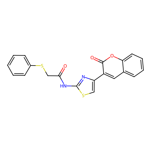 N-(4-(2-oxo-2H-chromen-3-yl)thiazol-2-yl)-2-(phenylthio)acetamide structure