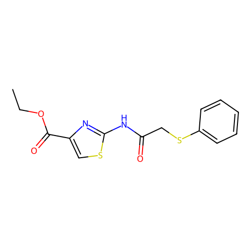 Ethyl 2-(2-(phenylthio)acetamido)thiazole-4-carboxylate structure