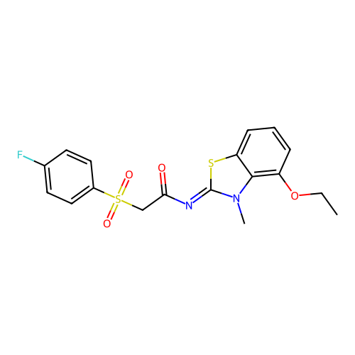 N-[(2E)-4-ethoxy-3-methyl-2,3-dihydro-1,3-benzothiazol-2-ylidene]-2-(4-fluorobenzenesulfonyl)acetamide structure