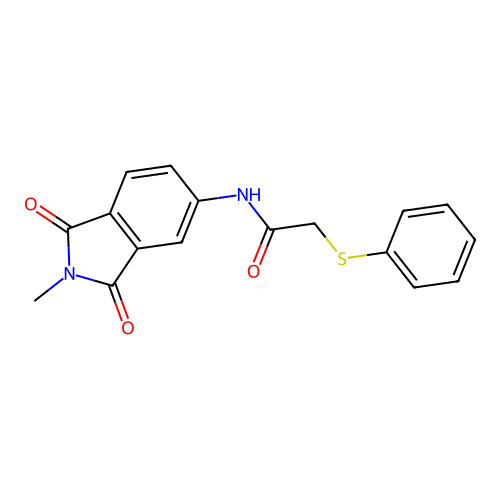 N-(2-methyl-1,3-dioxoisoindol-5-yl)-2-phenylsulfanylacetamide structure