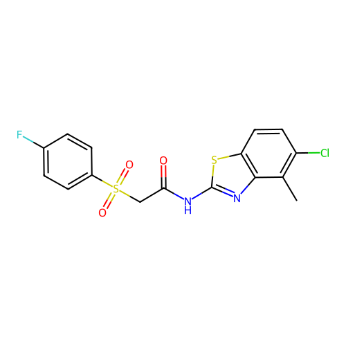 N-(5-chloro-4-methylbenzo[d]thiazol-2-yl)-2-((4-fluorophenyl)sulfonyl)acetamide structure