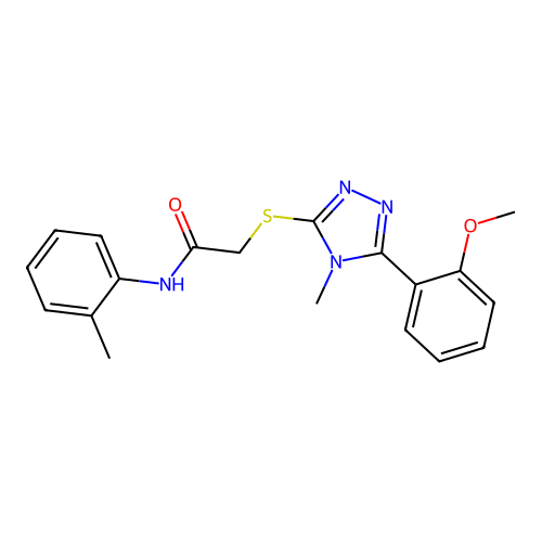 2-[[5-(2-methoxyphenyl)-4-methyl-1,2,4-triazol-3-yl]sulfanyl]-N-(2-methylphenyl)acetamide structure