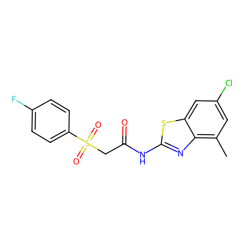 N-(6-chloro-4-methyl-1,3-benzothiazol-2-yl)-2-(4-fluorobenzenesulfonyl)acetamide structure