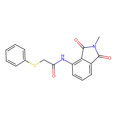 N-(2-methyl-1,3-dioxoisoindol-4-yl)-2-phenylsulfanylacetamide structure