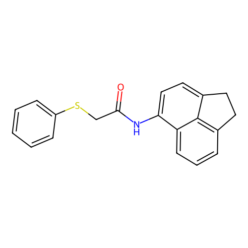 N-(1,2-dihydroacenaphthylen-5-yl)-2-(phenylthio)acetamide structure