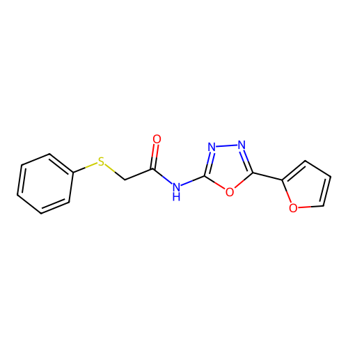 N-(5-(furan-2-yl)-1,3,4-oxadiazol-2-yl)-2-(phenylthio)acetamide structure