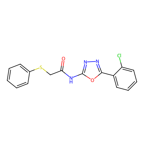 N-(5-(2-chlorophenyl)-1,3,4-oxadiazol-2-yl)-2-(phenylthio)acetamide structure