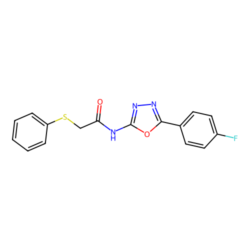 N-(5-(4-fluorophenyl)-1,3,4-oxadiazol-2-yl)-2-(phenylthio)acetamide structure