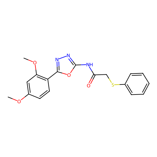N-[5-(2,4-dimethoxyphenyl)-1,3,4-oxadiazol-2-yl]-2-phenylsulfanylacetamide structure