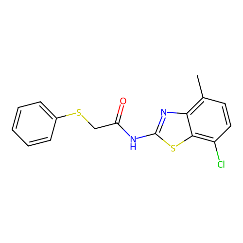 N-(7-chloro-4-methylbenzo[d]thiazol-2-yl)-2-(phenylthio)acetamide structure