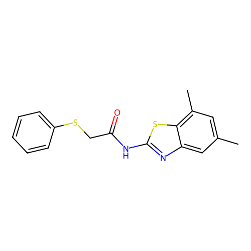 N-(5,7-dimethylbenzo[d]thiazol-2-yl)-2-(phenylthio)acetamide structure