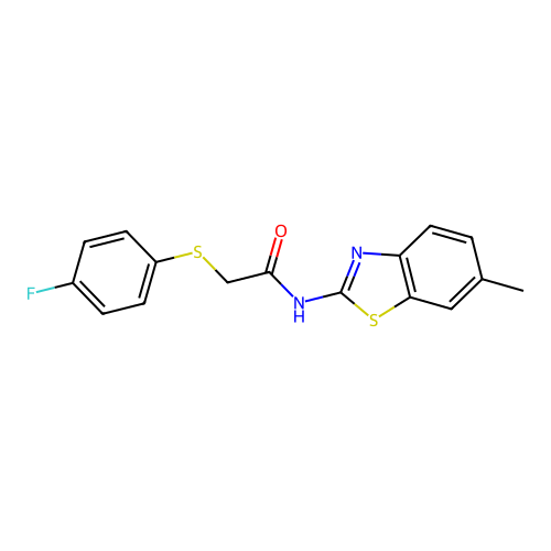 2-((4-fluorophenyl)thio)-N-(6-methylbenzo[d]thiazol-2-yl)acetamide structure