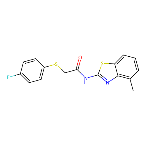 2-((4-fluorophenyl)thio)-N-(4-methylbenzo[d]thiazol-2-yl)acetamide structure