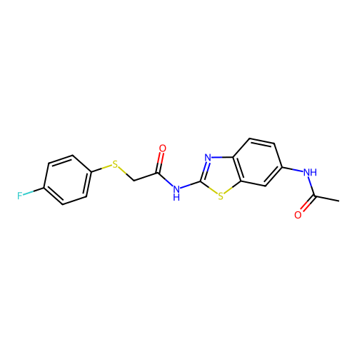 N-(6-acetamidobenzo[d]thiazol-2-yl)-2-((4-fluorophenyl)thio)acetamide structure