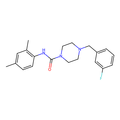 N-(2,4-dimethylphenyl)-4-[(3-fluorophenyl)methyl]piperazine-1-carboxamide structure
