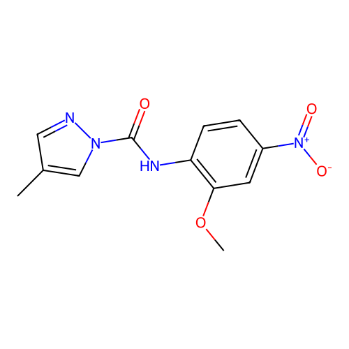N-(2-methoxy-4-nitrophenyl)-4-methylpyrazole-1-carboxamide structure