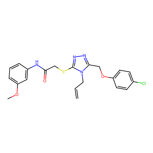 2-((4-allyl-5-((4-chlorophenoxy)methyl)-4H-1,2,4-triazol-3-yl)thio)-N-(3-methoxyphenyl)acetamide structure