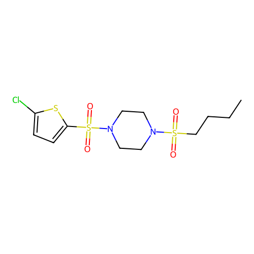 1-Butylsulfonyl-4-(5-chlorothiophen-2-yl)sulfonylpiperazine structure