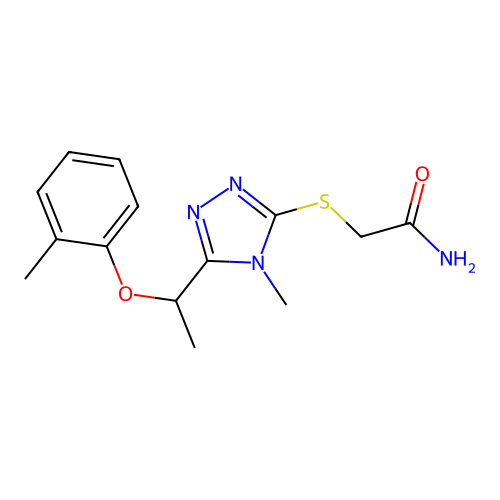 2-({4-methyl-5-[1-(2-methylphenoxy)ethyl]-4H-1,2,4-triazol-3-yl}sulfanyl)acetamide structure