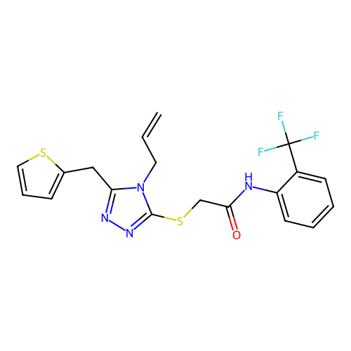 2-{[4-(prop-2-en-1-yl)-5-(thiophen-2-ylmethyl)-4H-1,2,4-triazol-3-yl]sulfanyl}-N-[2-(trifluoromethyl)phenyl]acetamide structure